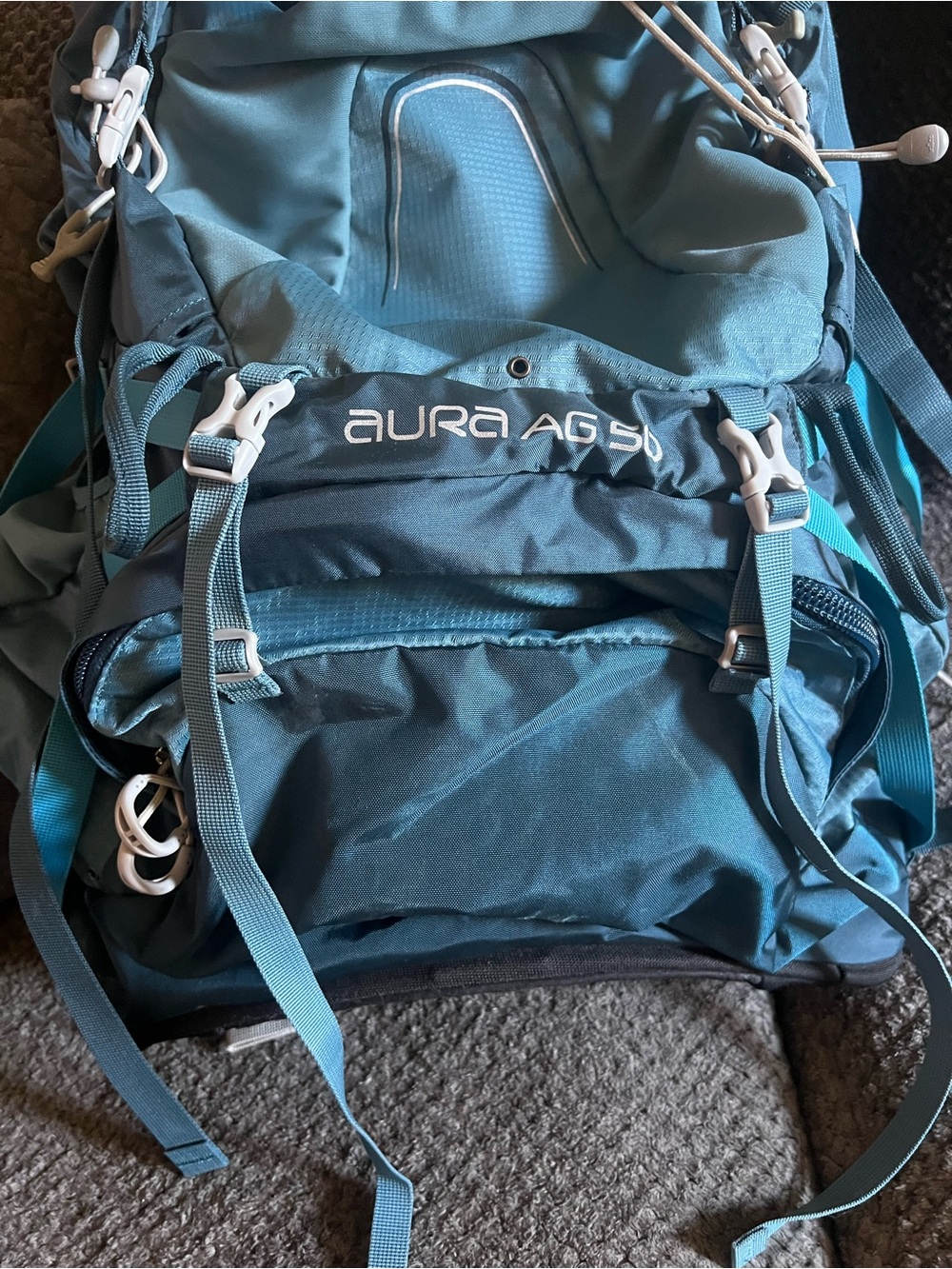 OSPREY AURA AG 50L Challenger Blue Anti-Gravity Backpack Hiking Outdoors 16-19in - Picture 3 of 14